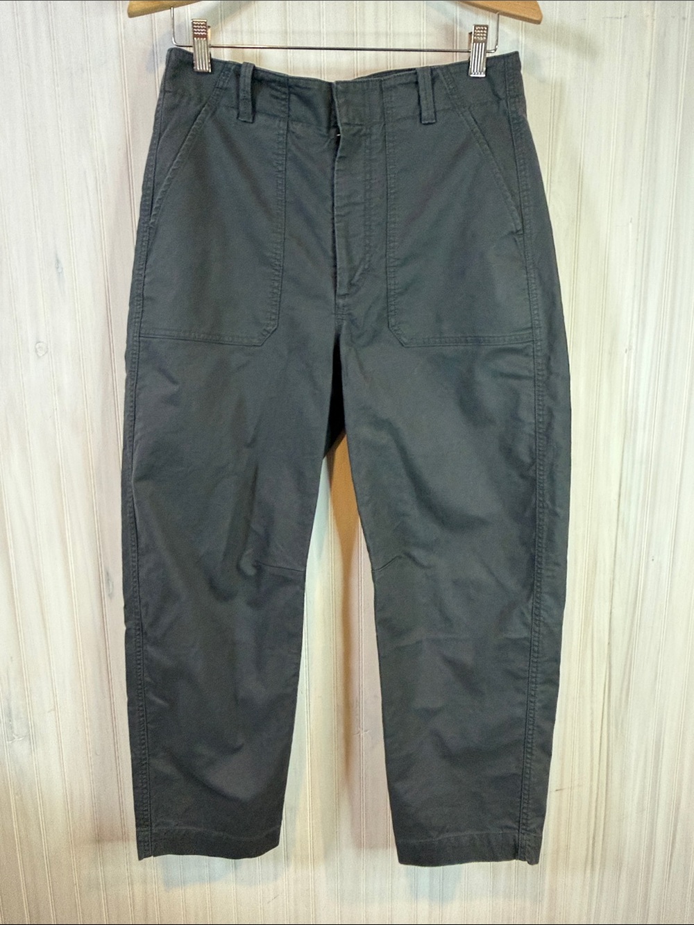 BANANA REPUBLIC GREY UTILITY BARREL LEG PANTS 8